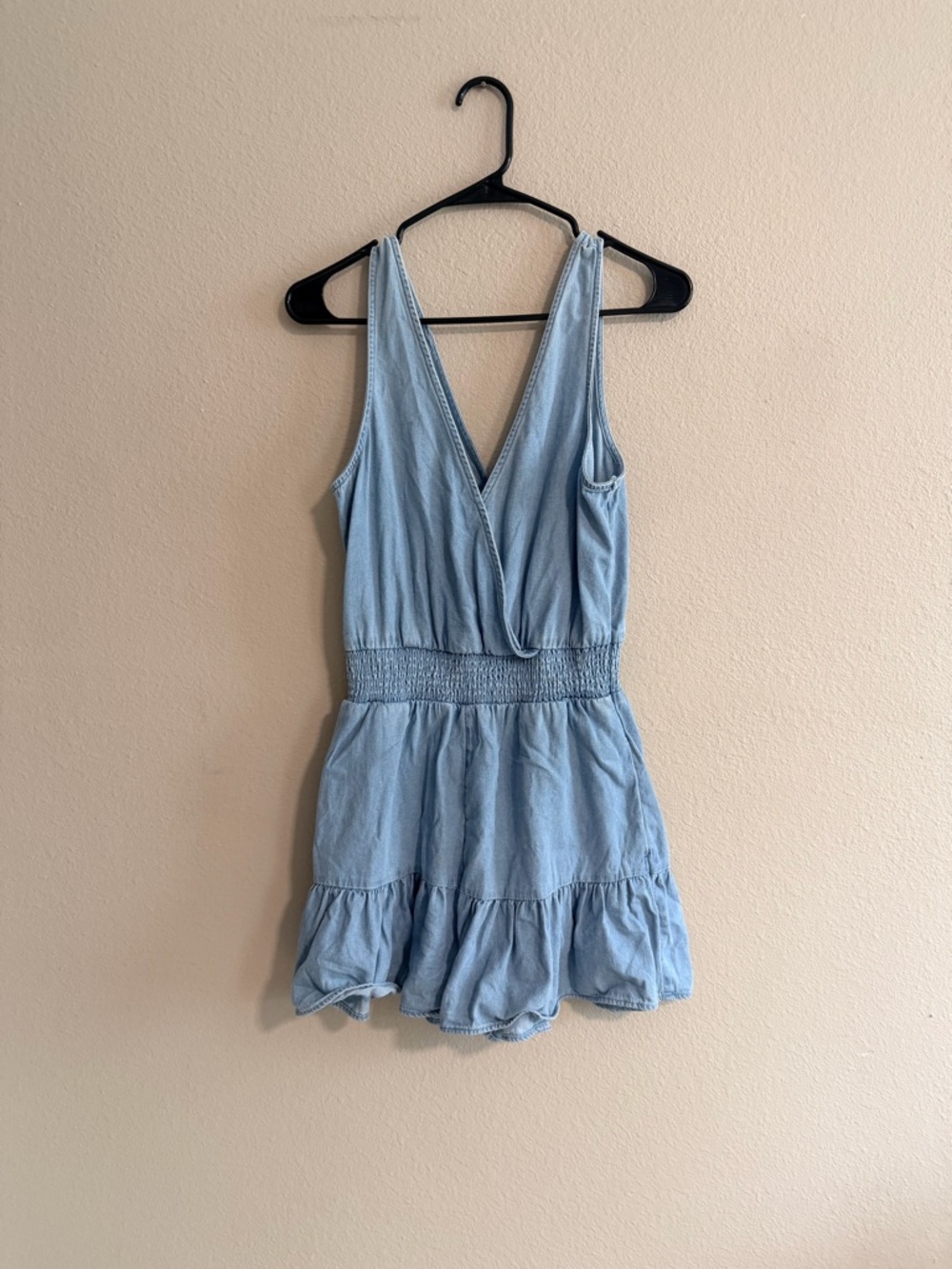 American Eagle Outfitters Light Blue Denim Romper